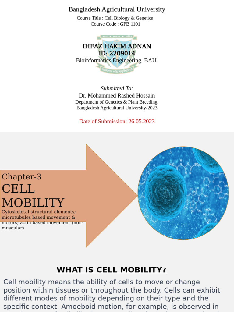 Cell Mobility and Cytoskeletal Dynamics | PDF | Microtubule | Cytoskeleton