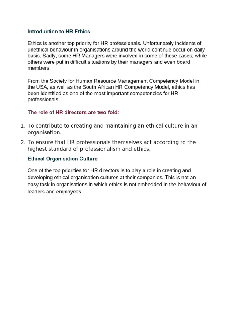 HR Ethics and Risk Management Guide | PDF | Risk | Risk Management