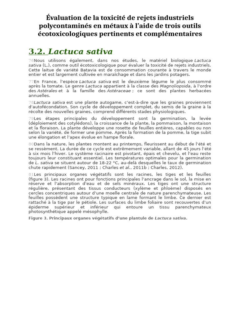 Toxicité des rejets industriels sur Lactuca sativa | PDF | Feuille ...