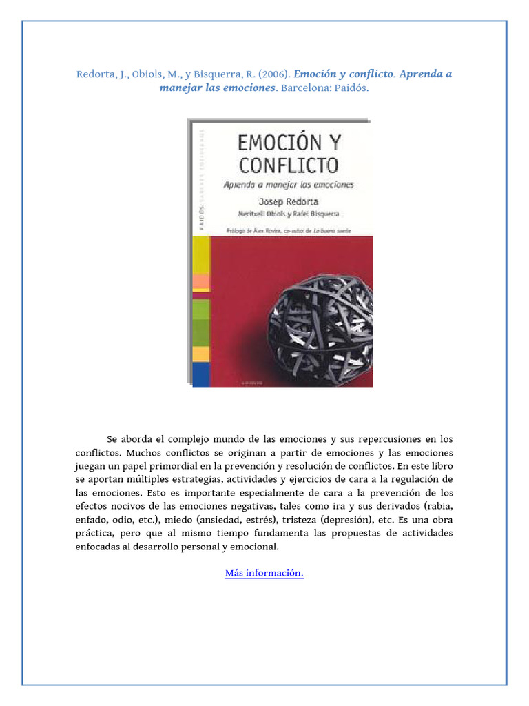 Emocic3b3n y Conflicto Aprenda A Manejar Las Emociones | PDF | Ciencias ...