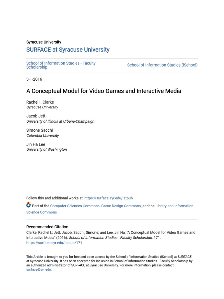 A Conceptual Model For Video Games and Interactive Media | PDF ...