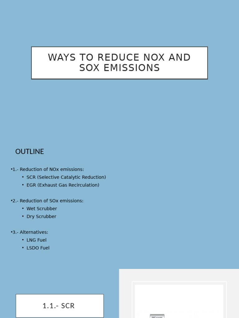NOx and SOx Emission Reduction Methods | PDF | N Ox | Exhaust Gas