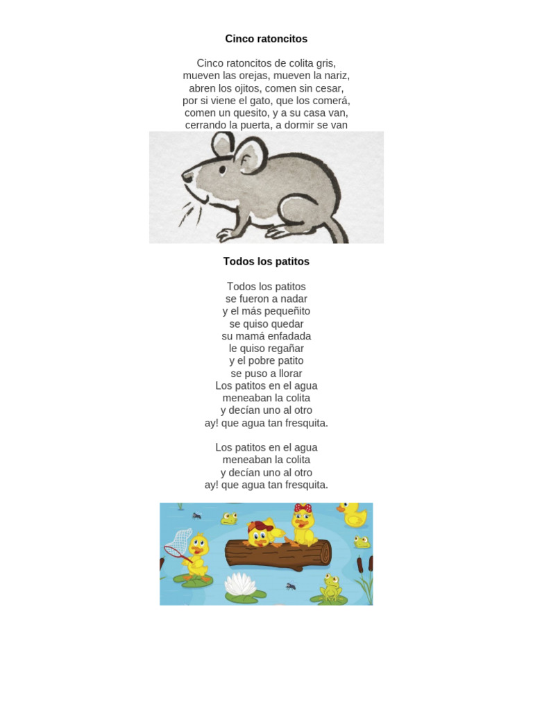 Rimas y canciones infantiles variadas | PDF | Cocina, comidas y vino ...