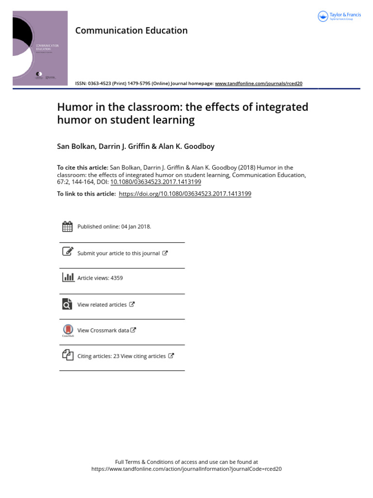 Humor in The Classroom The Effects of Integrated Humor On Student ...