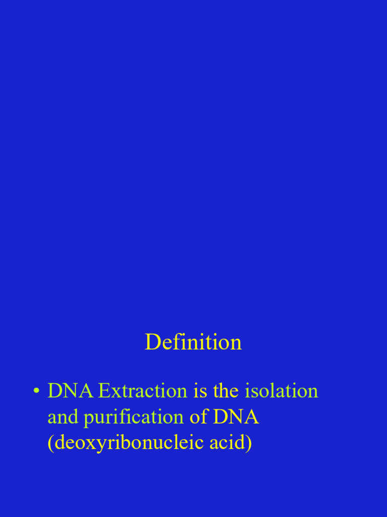 DNA Extraction Methods Overview | PDF | Dna | Lysis
