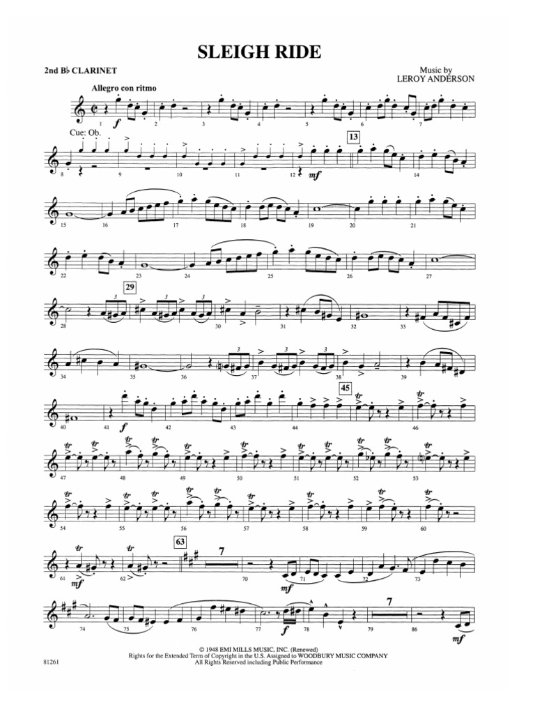 Sleigh Ride - 2nd B-Flat Clarinet | PDF