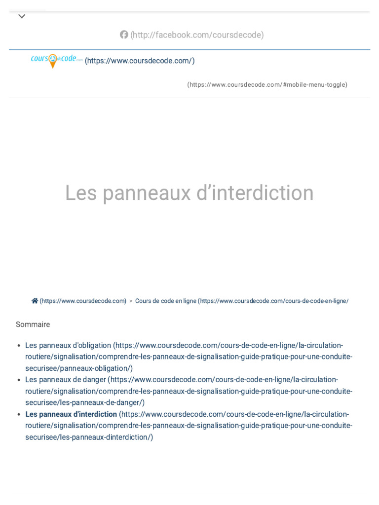 Les Panneaux D'interdiction - Code de La Route - Réussissez Sans ...