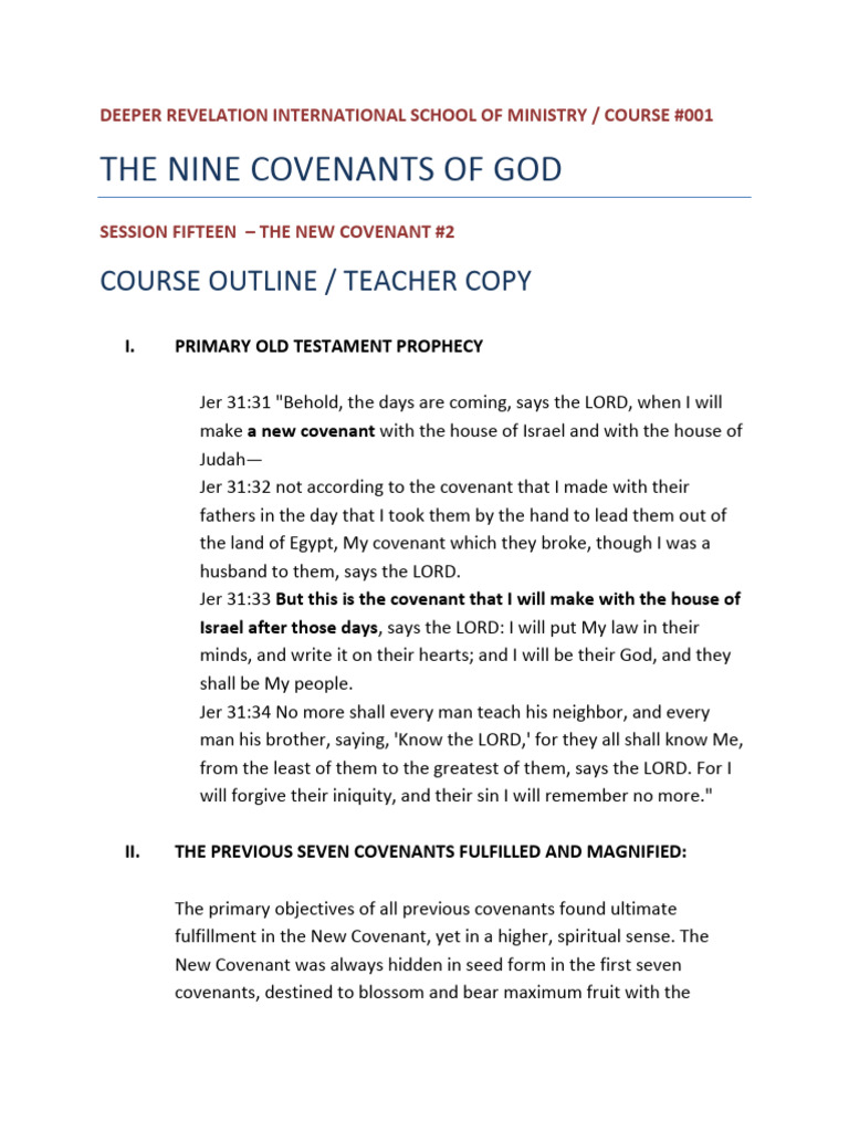 Session 15 Covenant Course STUDENT FINAL | PDF | Covenant (Biblical ...