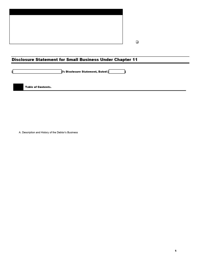 Disclosures For Small Businesses | PDF | Chapter 11 | Bankruptcy