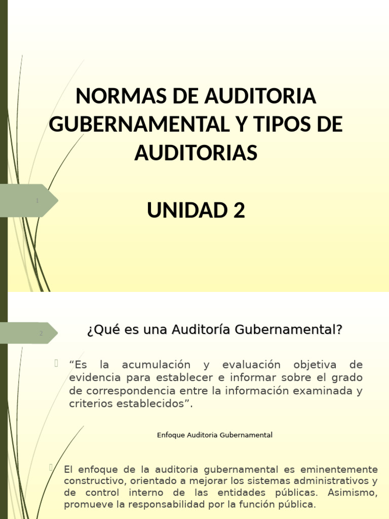 Unidad 2 Normas de Auditoria Gubernamental | PDF | Auditoría | Business