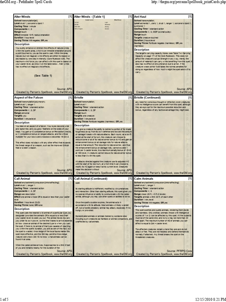 Pathfinder 1st Level Transmutation Spells | PDF | Odor