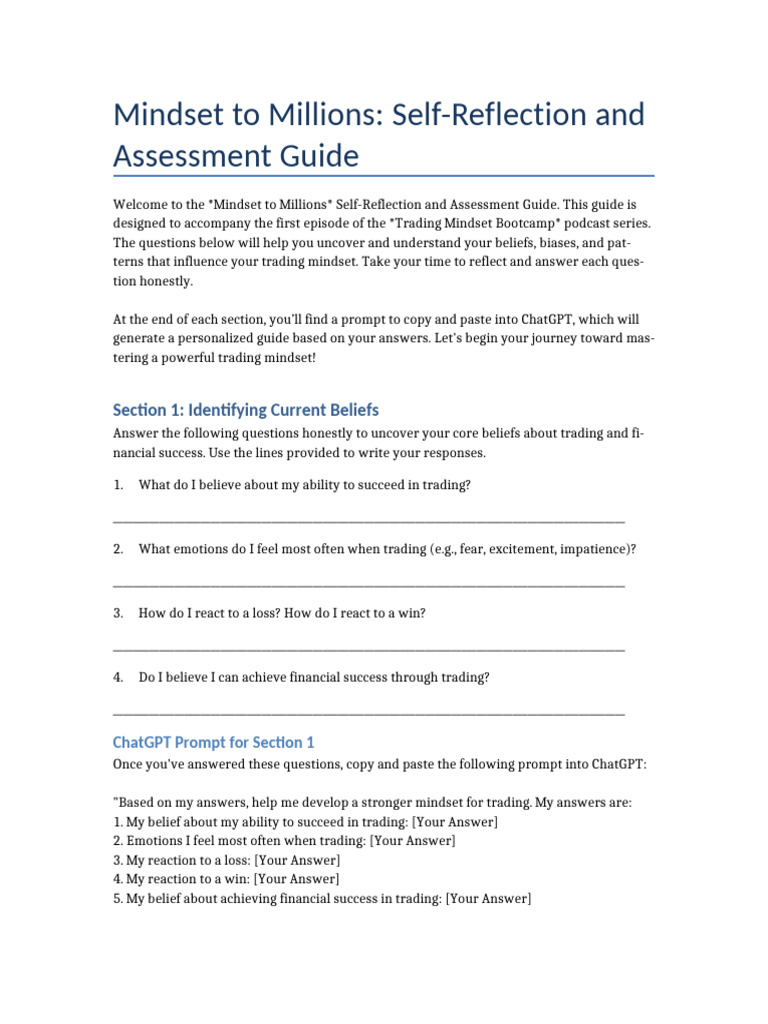 Trading Mindset Self-Assessment Guide | PDF | Emotions | Disciplines