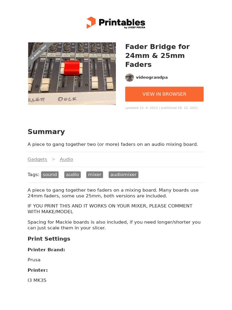 Fader Bridge For 24mm 25mm Faders | PDF | Technology & Engineering