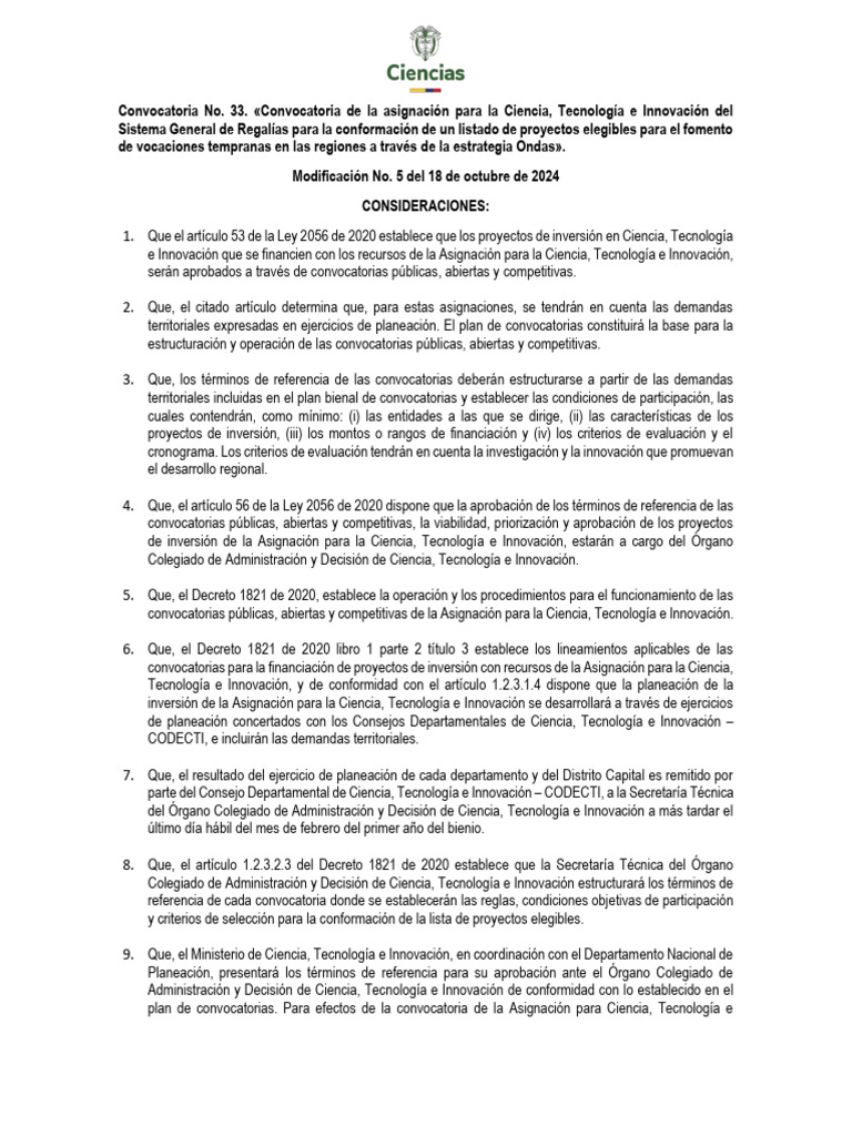 Convocatoria 33 para Proyectos de Ciencia | PDF | Planificación ...