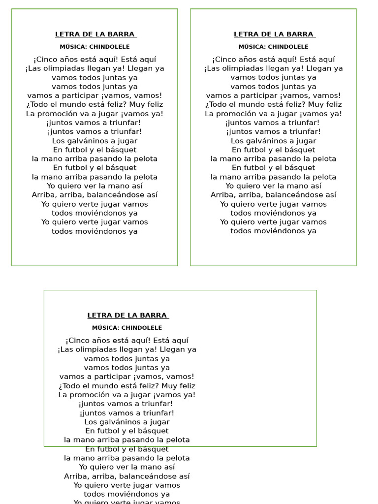 Letra de la Barra - Chindolele | PDF