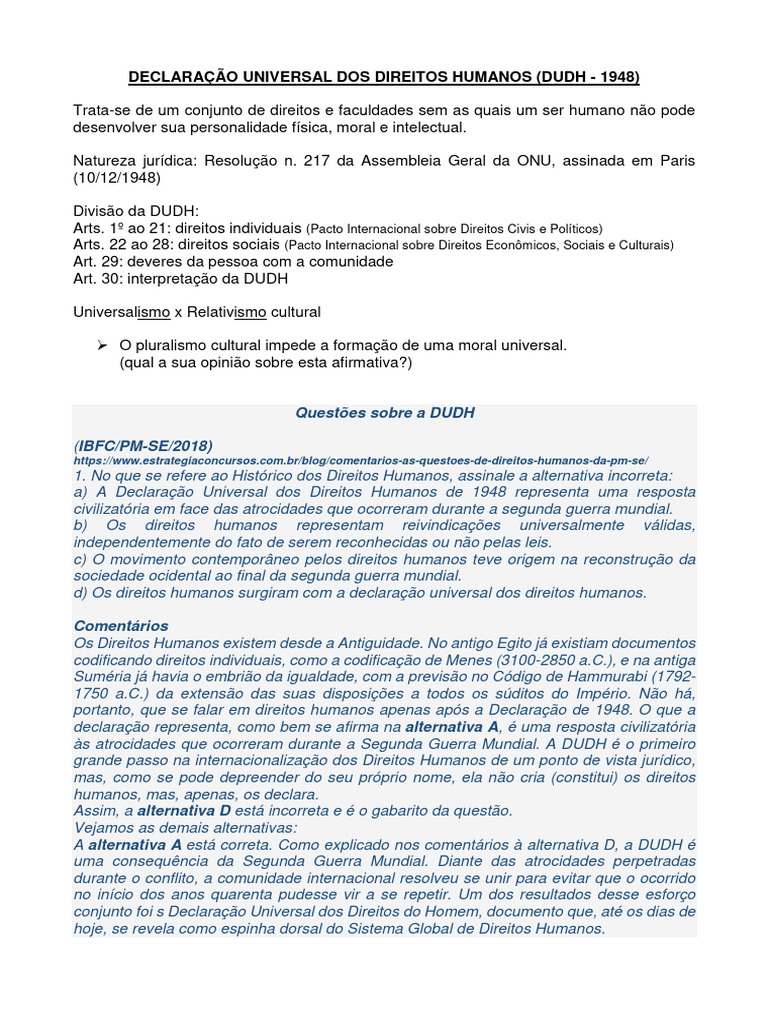 5 Dhs - Declaração Universal Dos Direitos Humanos (Dudh - 1948) | PDF ...