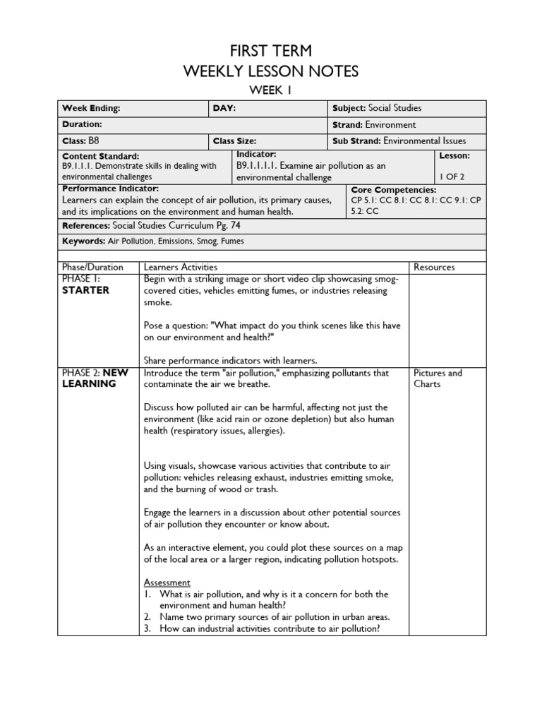 Air Pollution Lesson Plan for Social Studies | PDF | Renewable Energy ...