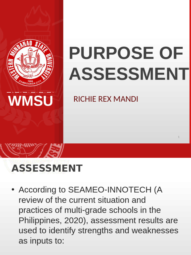 Purpose of Assessment | PDF | Educational Assessment | Learning