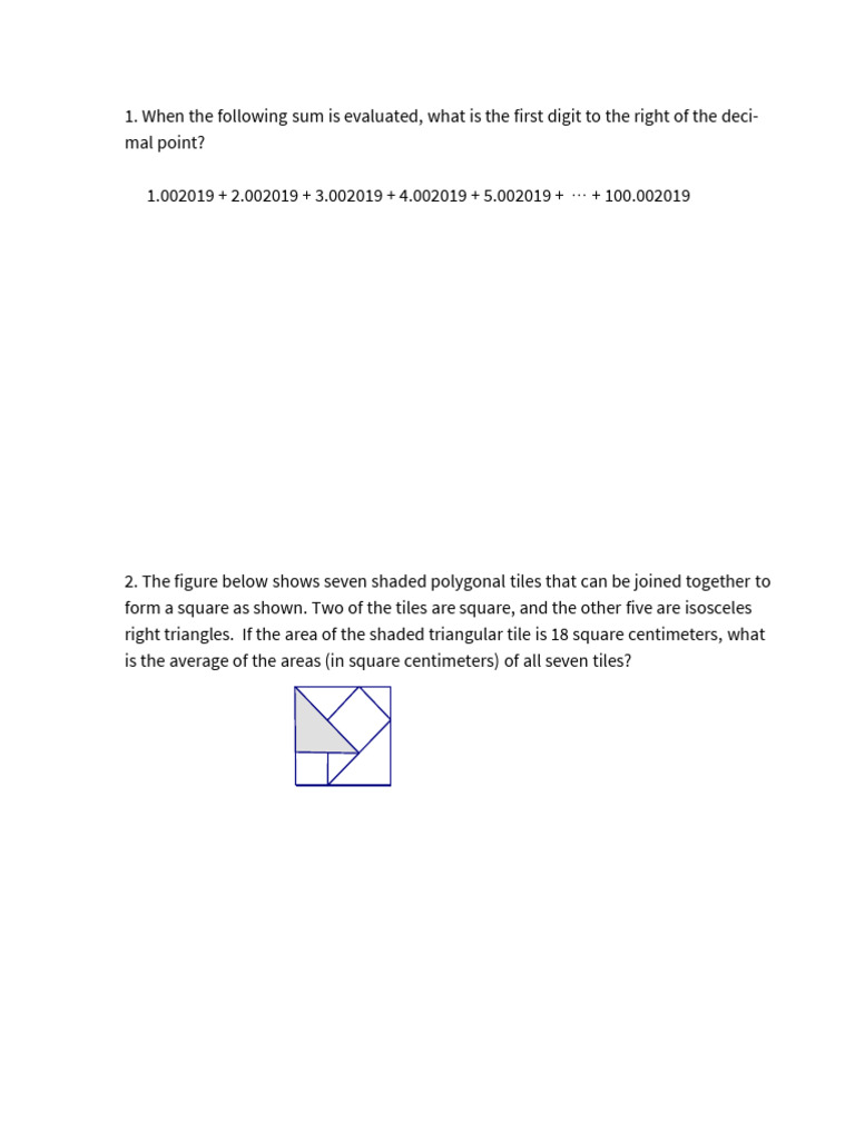 2019 Mmc Test Pdf Elementary Mathematics Euclidean Geometry