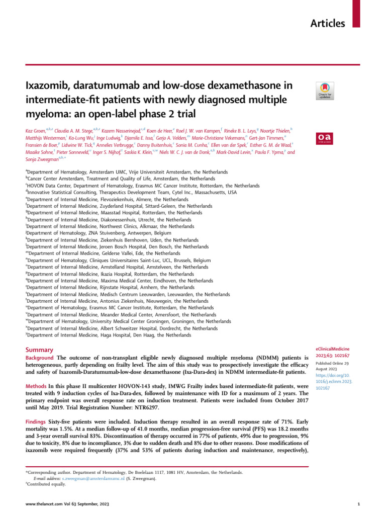 Ixazomib, Daratumumab and Low Dose Dexamethasone I | PDF | Medicine ...