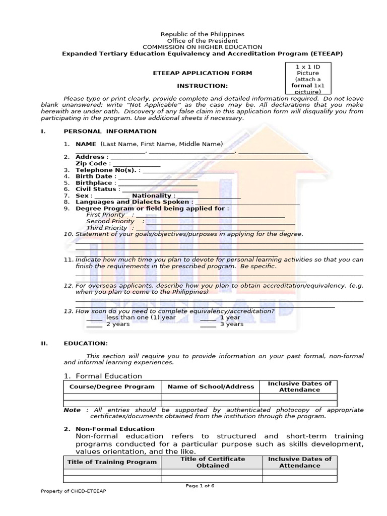 ETEEAP Application Form Guide | PDF | Academic Degree | University And ...
