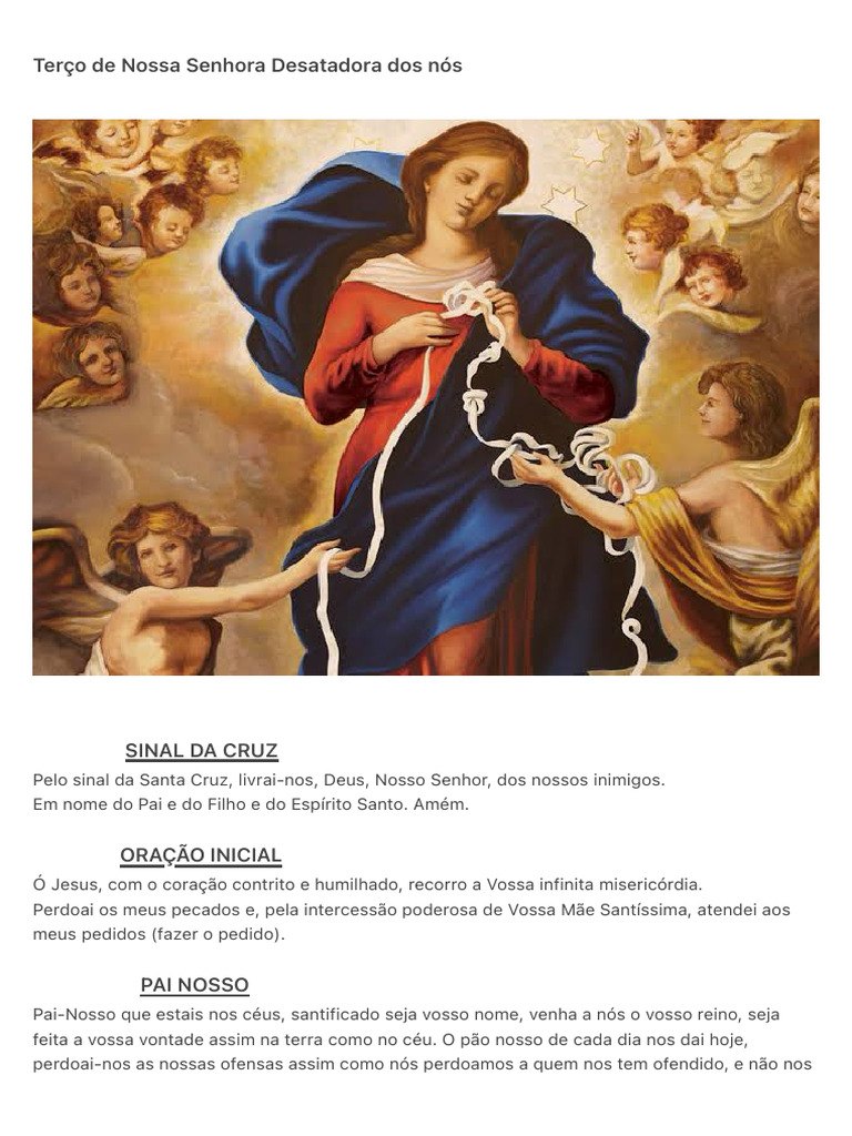 Terço de Nossa Senhora Desatadora dos Nós | PDF | Rosário | Oração