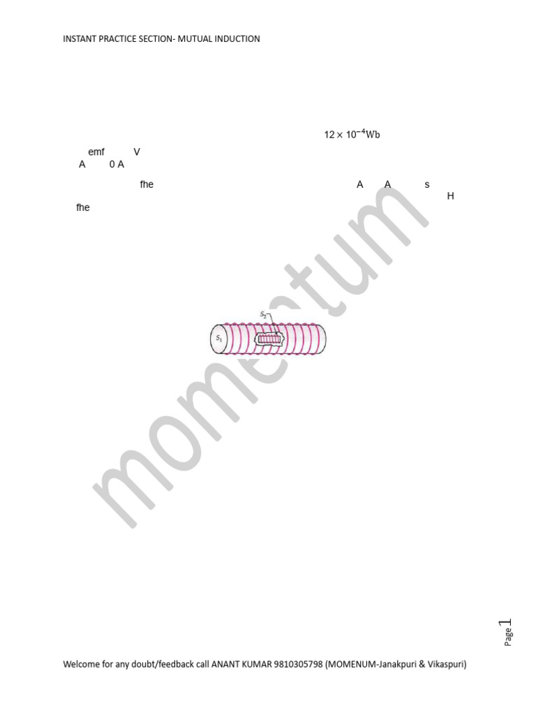 Mutual Induction Practice Problems | PDF | Inductance | Inductor