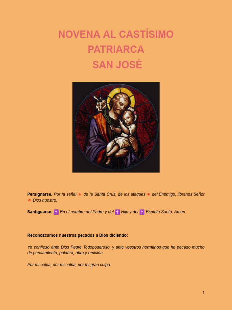 Novena a San José: Oraciones y Peticiones | PDF | Intercesión | María ...