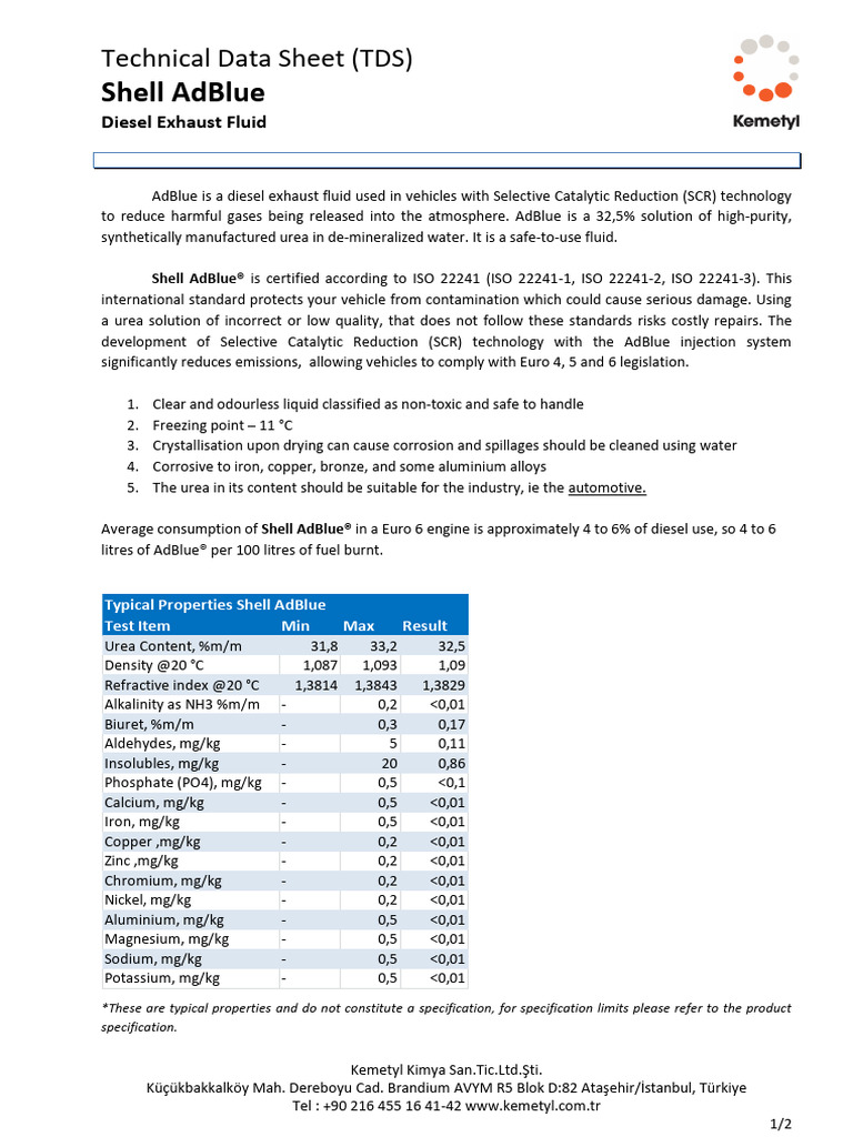Shell Adblue Tds en | PDF | Air Pollution | Pollution
