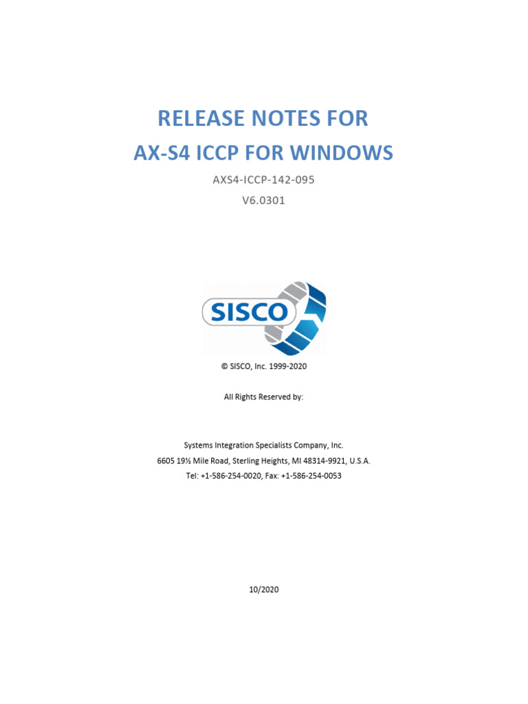 AX-S4 ICCP Release Notes V6.0301 | PDF | Windows Registry | Boolean ...