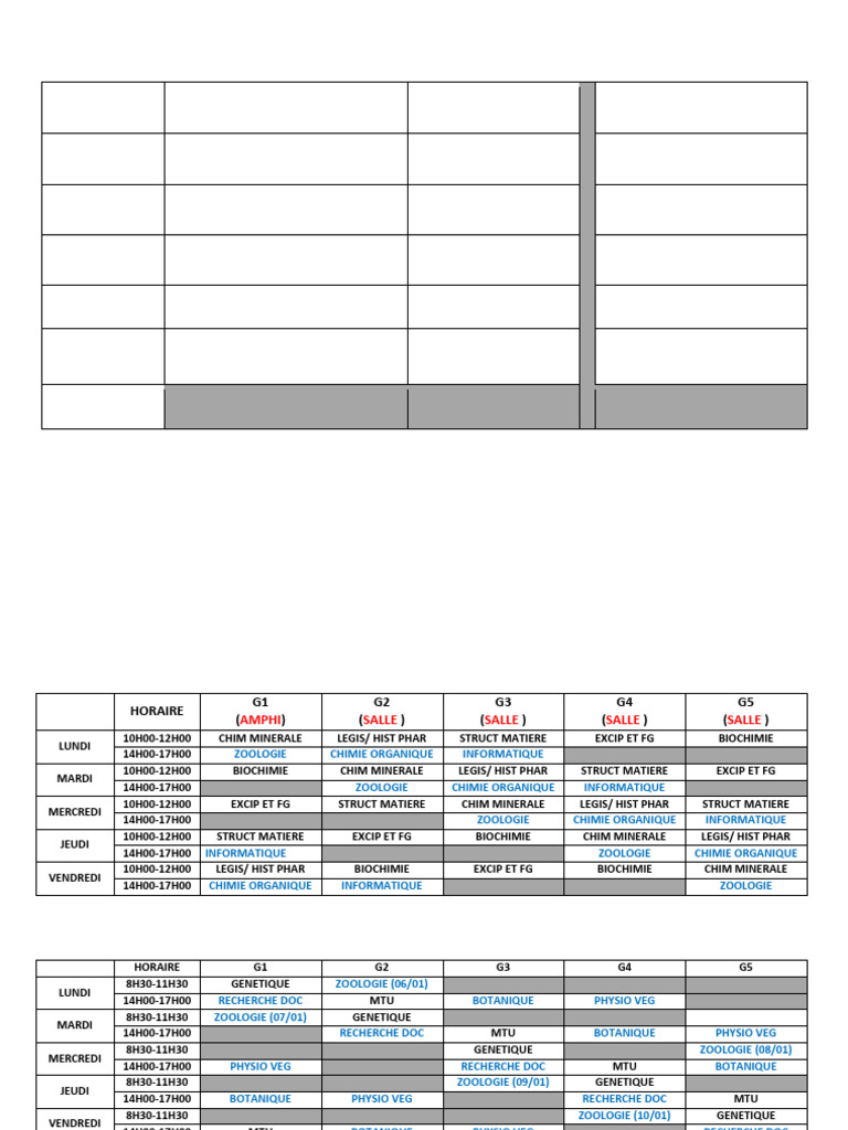 Emploi Du Temps s1 l1-d1 2024-2025 - Novembre-1 | PDF | Pharmacologie ...