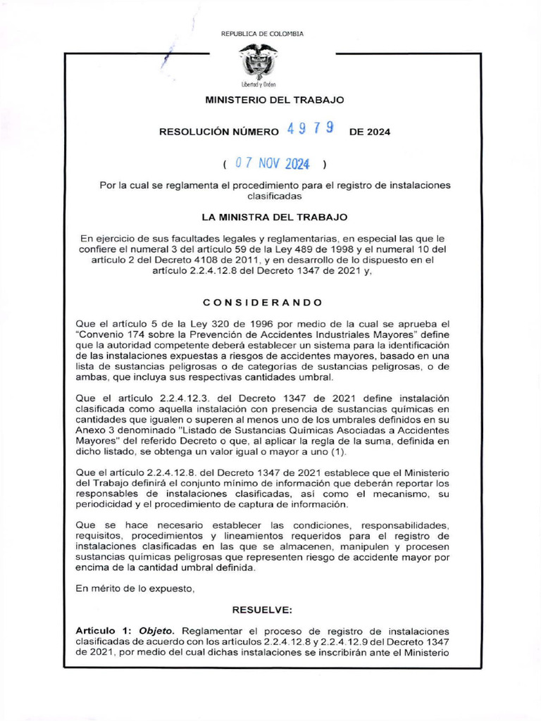 R. 4979-2024 (Instalaciones Clasificadas) | PDF