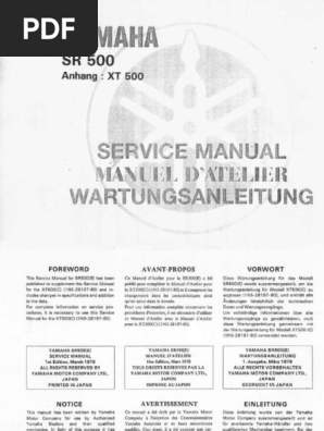 Yamaha XT500, SR500 Service Manual ENG | PDF