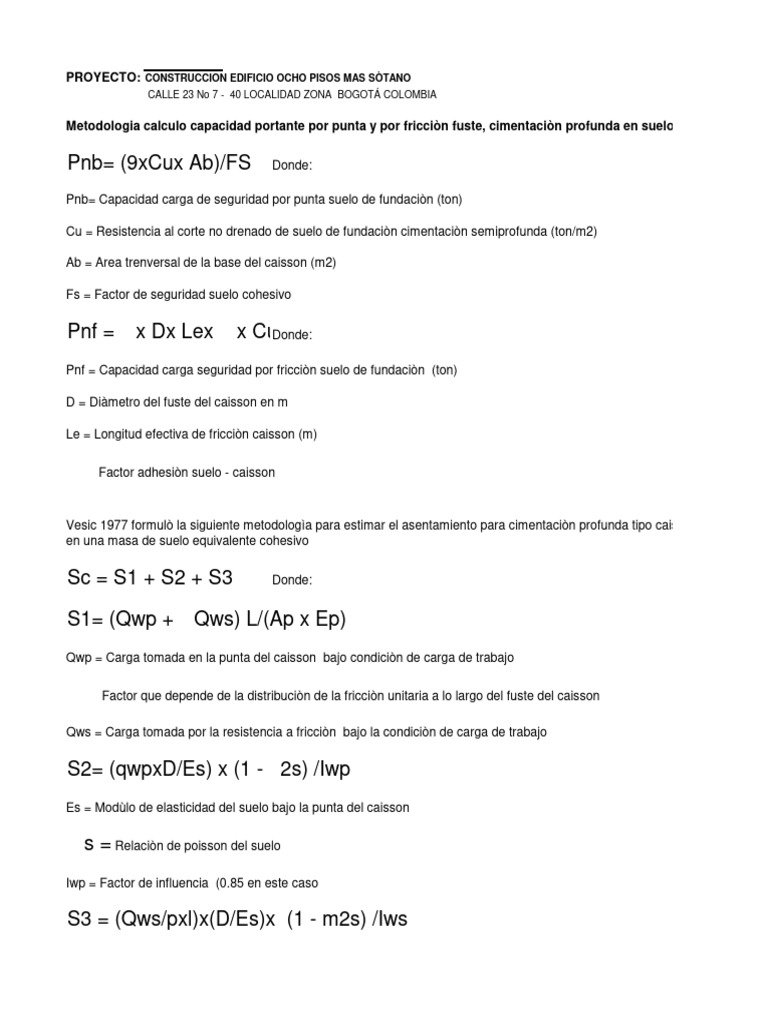 Capacidad Portante Caisson | PDF | Ingeniero civil | Ingeniería de ...