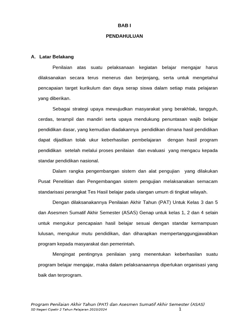 Program PAT dan ASAS SD Cipetir 2023/2024 | PDF | Pengelolaan Keuangan ...