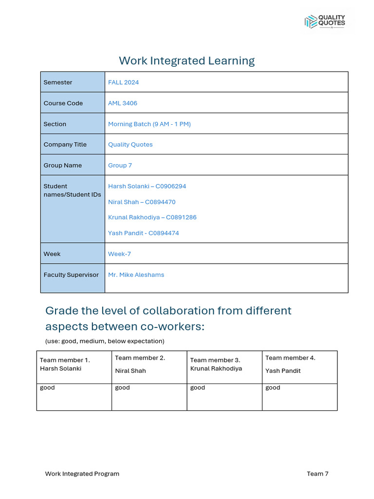 Final Team 7 Week 7 Weekly Report Pdf Artificial Intelligence