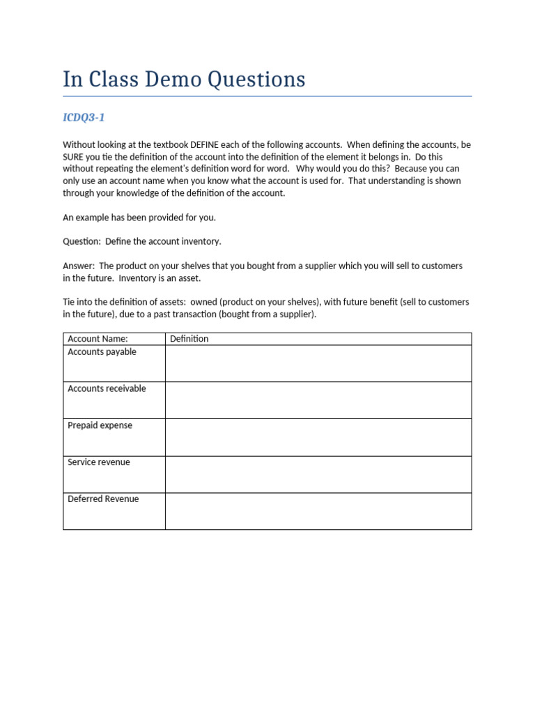 Chapter 3 - in Class Demo Questions - W2022 | PDF | Debits And Credits ...