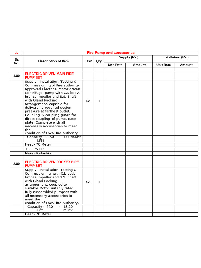 Fire Pump Supply and Installation Details | PDF | Valve | Pipe (Fluid ...