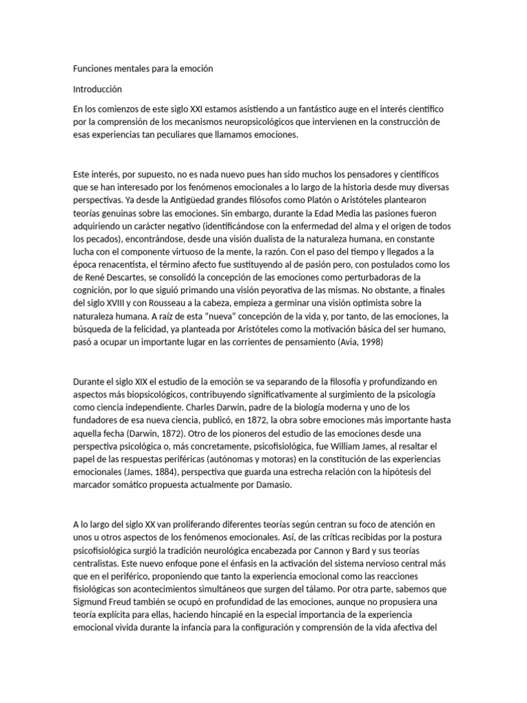 Funciones Mentales para La Emoción | PDF | Las emociones | Amígdala
