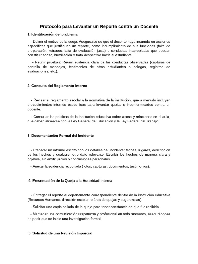 Protocolo para Reportar a un Docente | PDF | Acoso sexual | Maestros