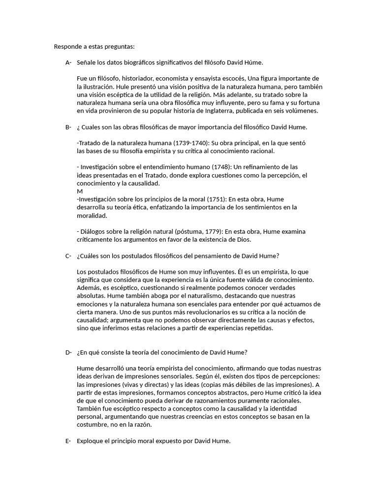 Biografía y Filosofía de David Hume | PDF | David Hume | Causalidad