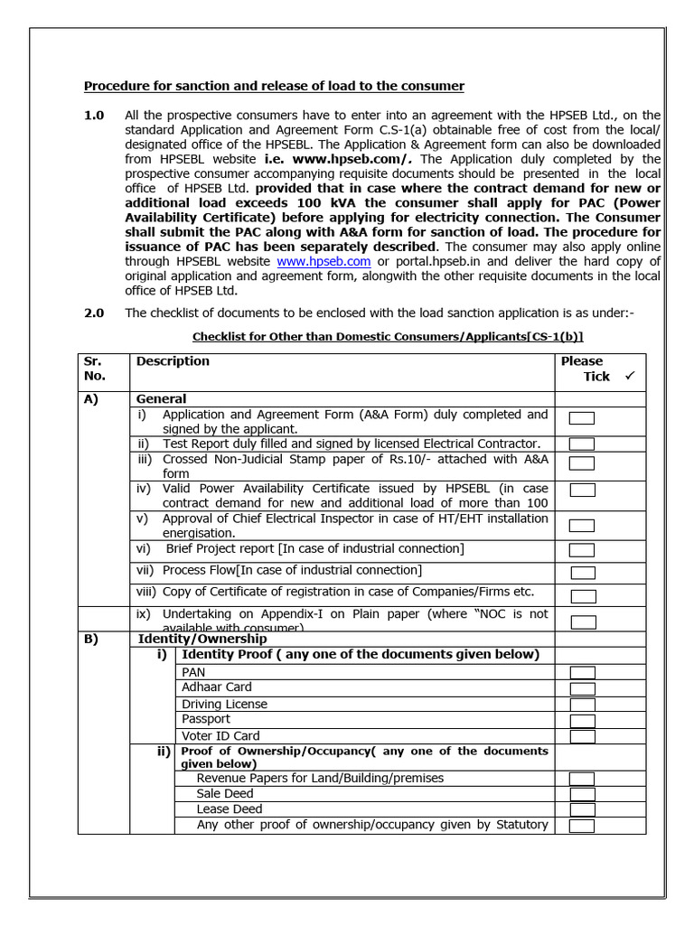 Load Sanction Procedure for Consumers | PDF | Transformer | Rectifier