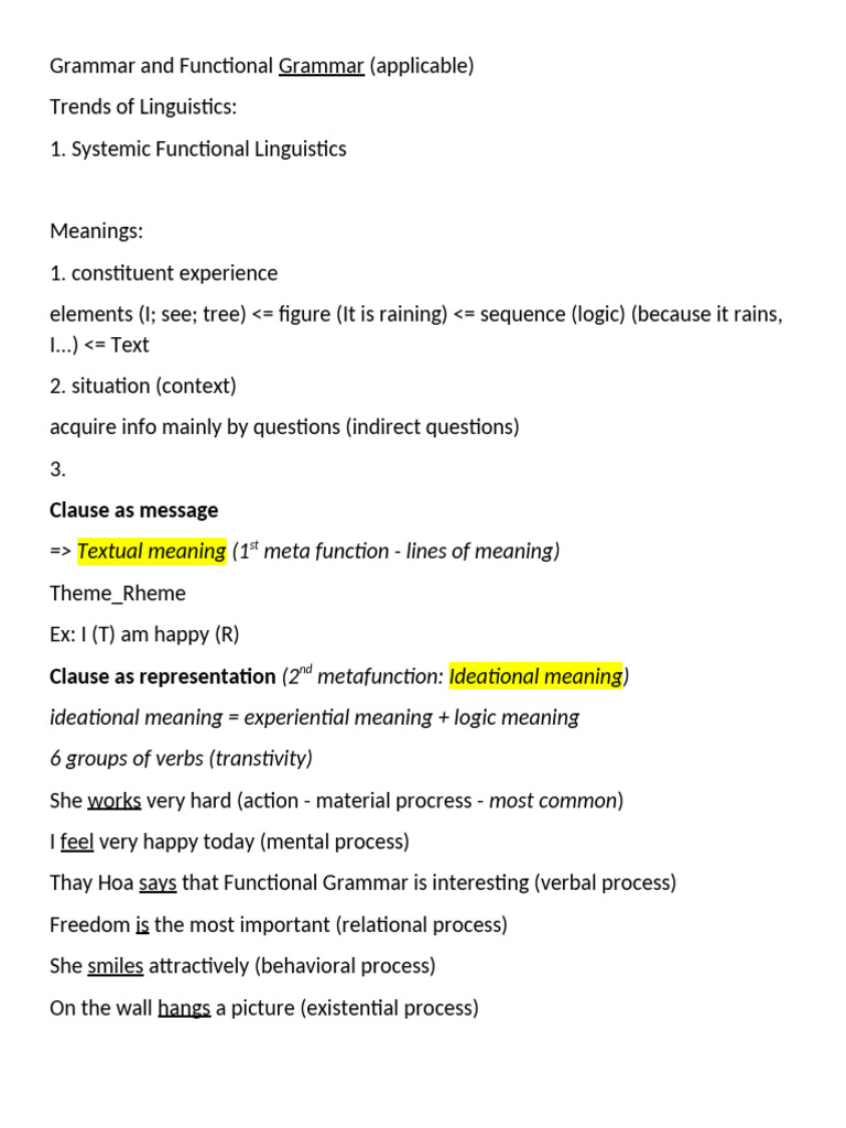 Exploring Functional Grammar Concepts | PDF | Semantics | Linguistic ...