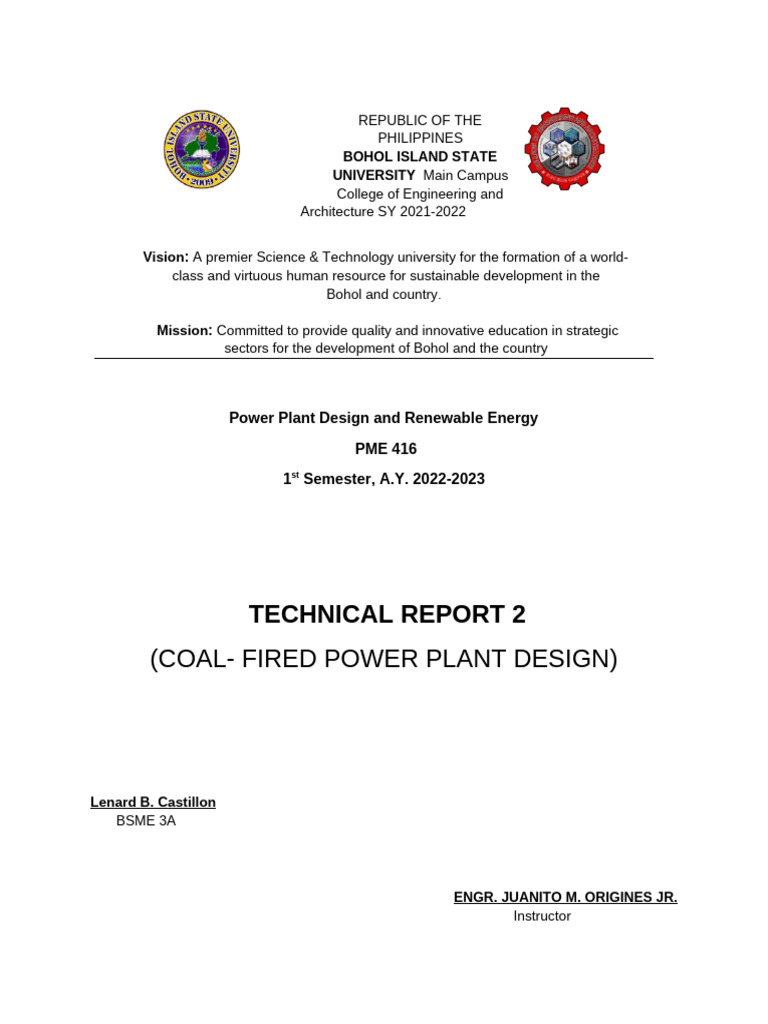Technical Report 2. PME 416-1 | PDF | Steam | Coal