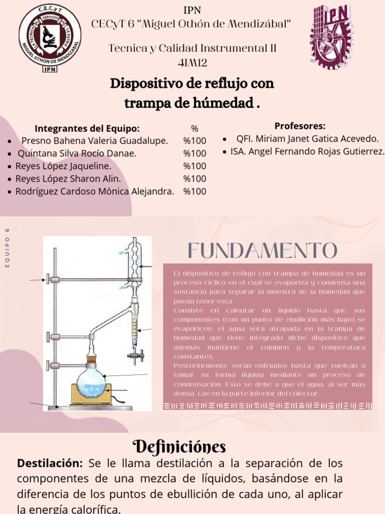 Dispositivo de Reflujo y Trampa de Humedad | PDF | Destilación | Agua