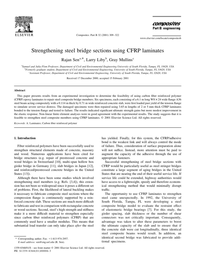 Strengthening steel bridge sections using cfrp laminates rajan sen