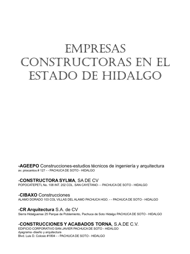 Brochure de Constructora en Pachuca | PDF | Arquitecto | Diseño