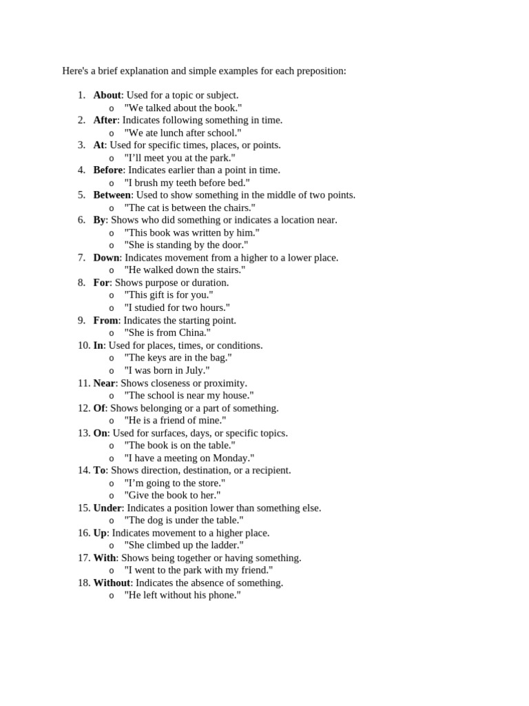 GW - Prepositions | PDF