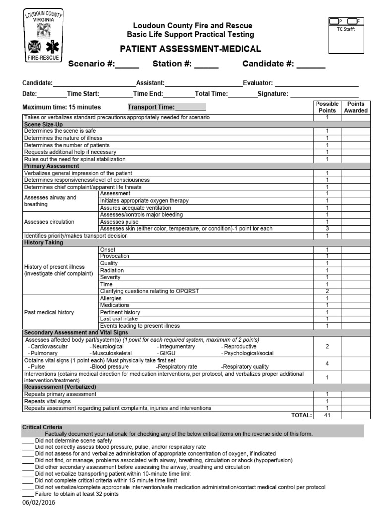 Loudoun County BLS Practical Testing Guide | PDF | Cardiopulmonary ...