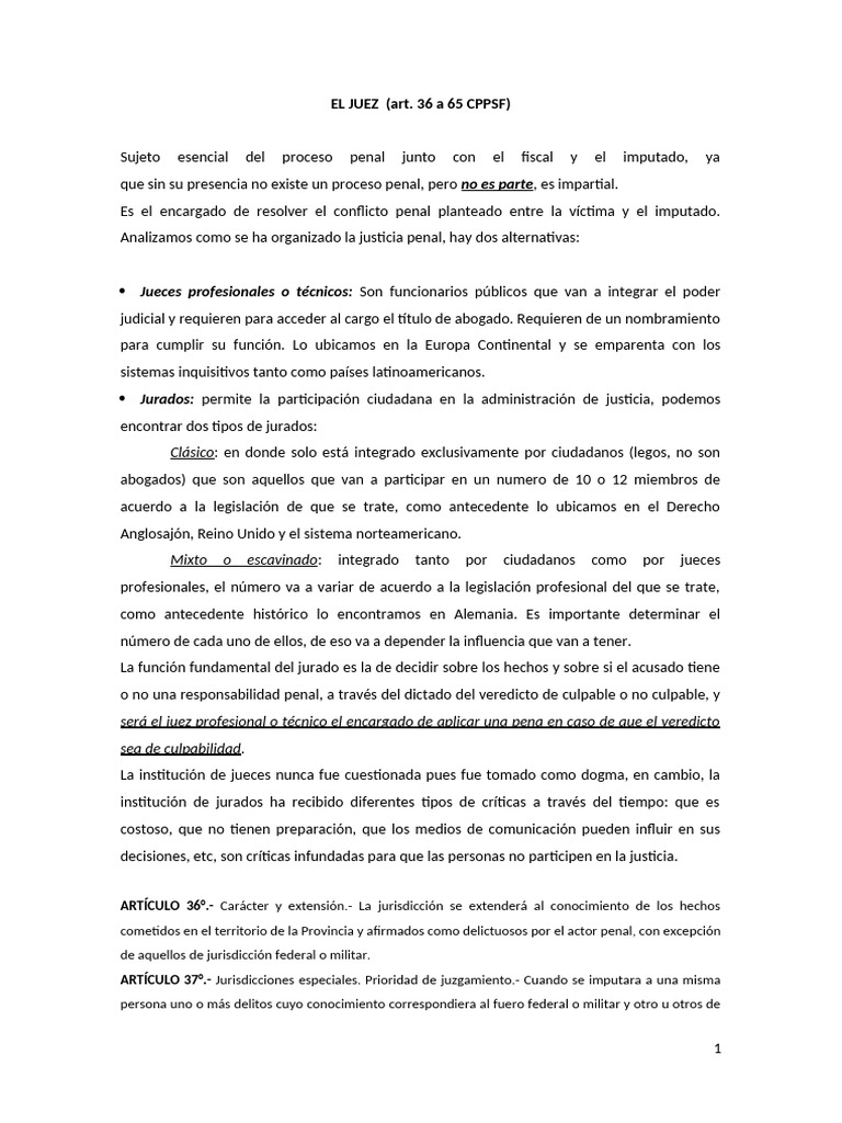 Funciones y Tipos de Jueces en el Proceso Penal | PDF | Juez | Fiscal